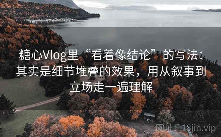 糖心Vlog里“看着像结论”的写法：其实是细节堆叠的效果，用从叙事到立场走一遍理解